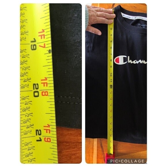 Champion Women Embroidered T-Shirt Tee Shirt Medium New NWT Black Cropped - Picture 10 of 10